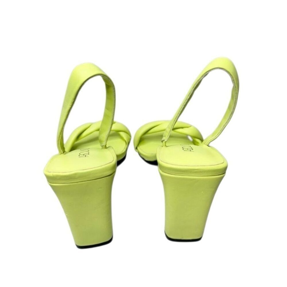 Abound Abryleigh Neon Lime Green Twisted Strap Square Toe Block Heel Sandals 5.5 - Picture 7 of 10